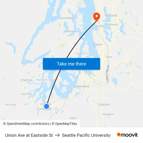 Union Ave at Eastside St to Seattle Pacific University map
