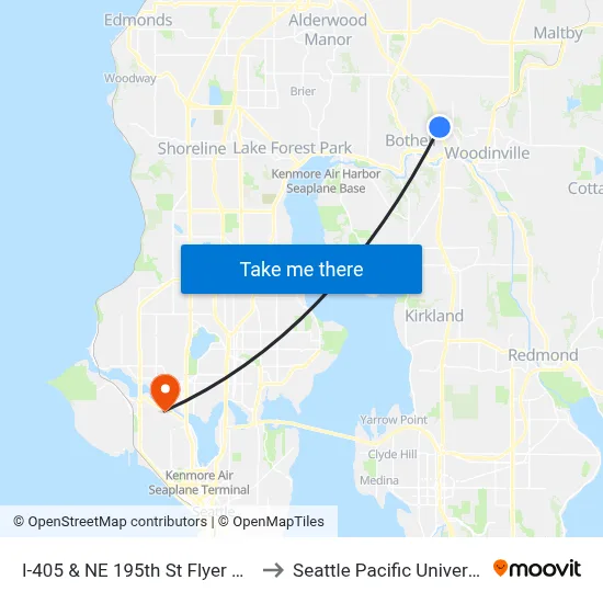 I-405 & NE 195th St Flyer Stop to Seattle Pacific University map