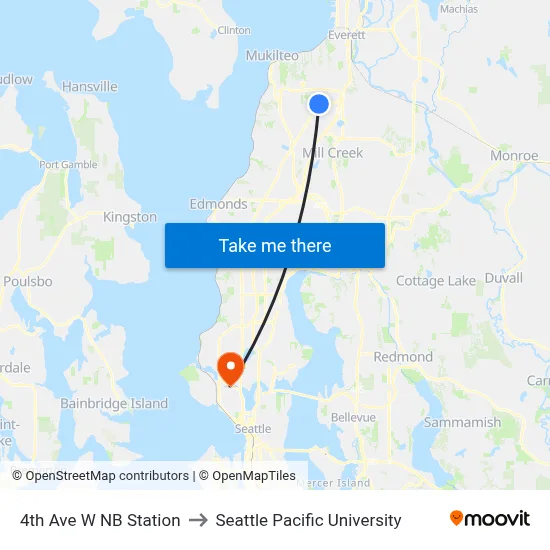 4th Ave W NB Station to Seattle Pacific University map