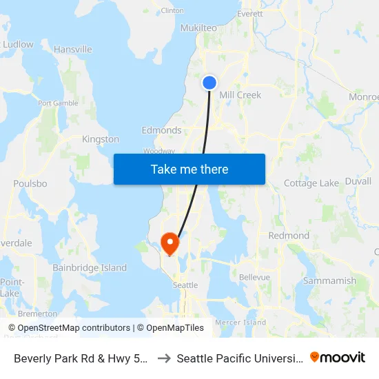 Beverly Park Rd & Hwy 525 to Seattle Pacific University map