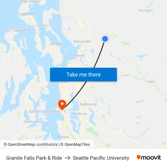 Granite Falls Park & Ride to Seattle Pacific University map