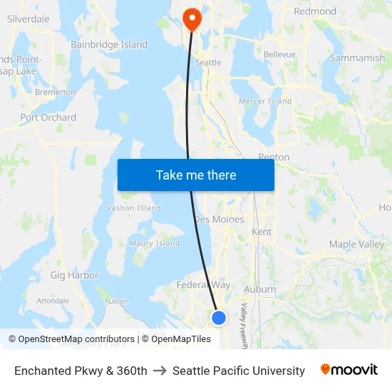 Enchanted Pkwy & 360th to Seattle Pacific University map