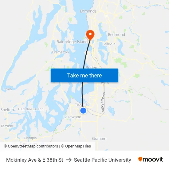 Mckinley Ave & E 38th St to Seattle Pacific University map