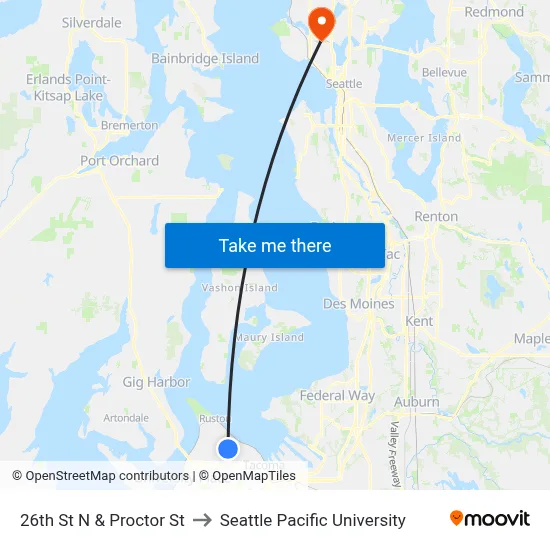 26th St N & Proctor St to Seattle Pacific University map