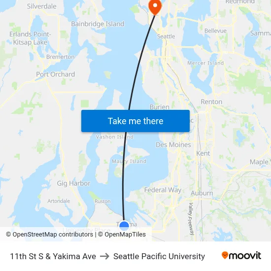 11th St S & Yakima Ave to Seattle Pacific University map