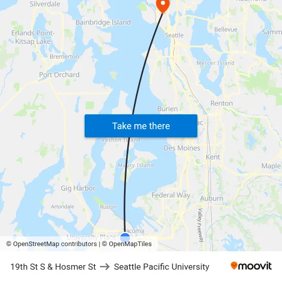 19th St S & Hosmer St to Seattle Pacific University map