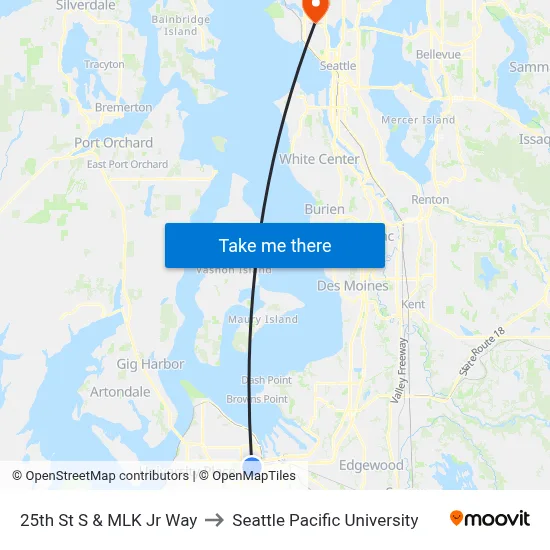 25th St S & MLK Jr Way to Seattle Pacific University map