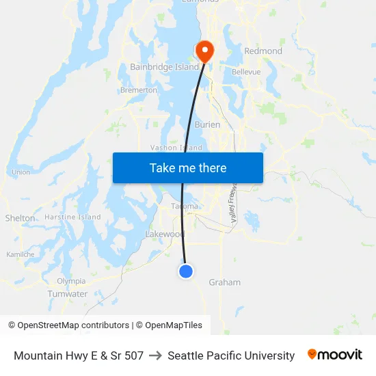 Mountain Hwy E & Sr 507 to Seattle Pacific University map