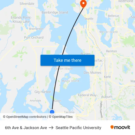 6th Ave & Jackson Ave to Seattle Pacific University map