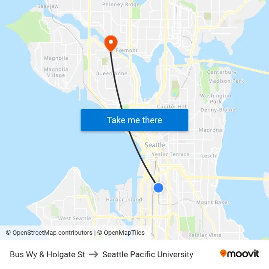 Bus Wy & Holgate St to Seattle Pacific University map