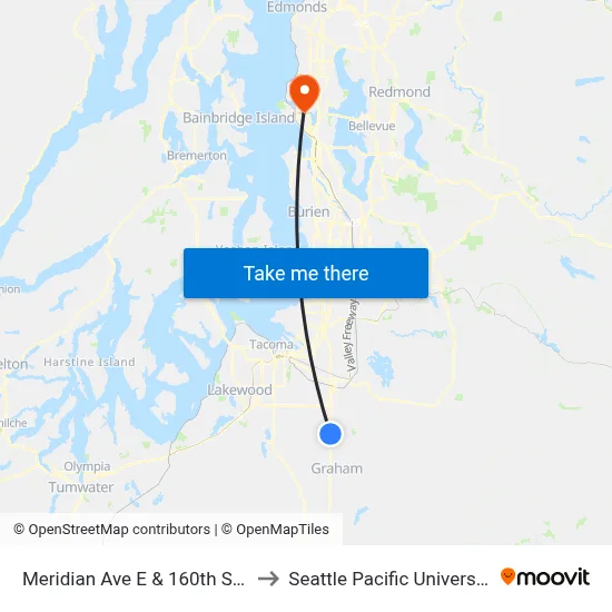 Meridian Ave E & 160th St E to Seattle Pacific University map