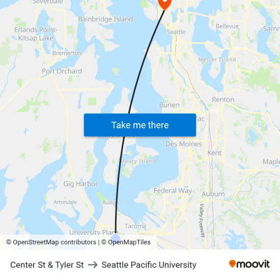 Center St & Tyler St to Seattle Pacific University map