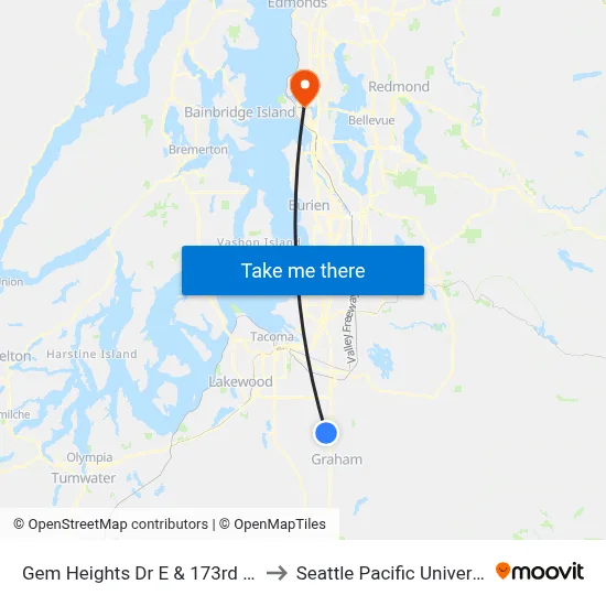 Gem Heights Dr E & 173rd St E to Seattle Pacific University map