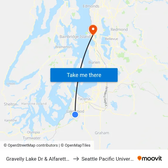 Gravelly Lake Dr & Alfaretta St to Seattle Pacific University map