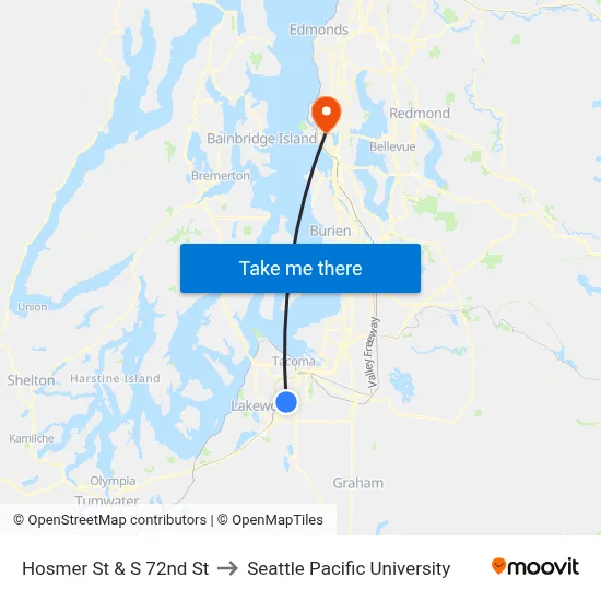 Hosmer St & S 72nd St to Seattle Pacific University map