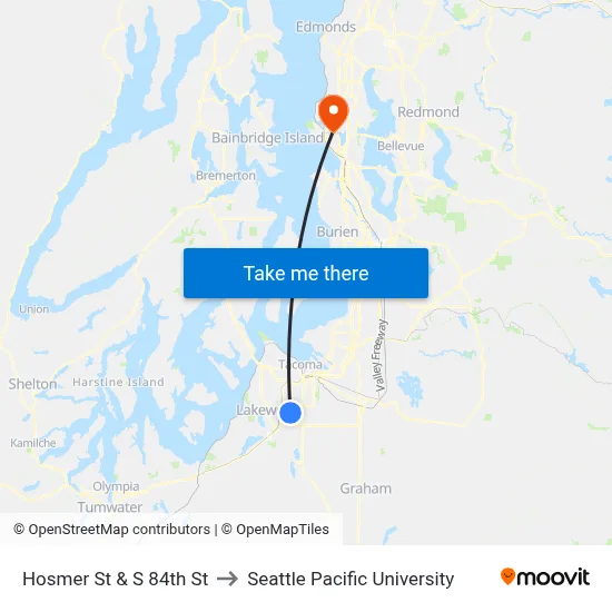 Hosmer St & S 84th St to Seattle Pacific University map