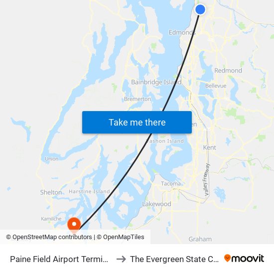Paine Field Airport Terminal - EB to The Evergreen State College map