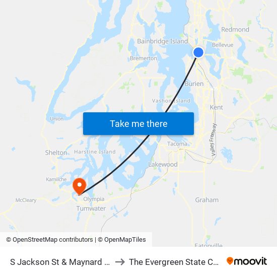 S Jackson St & Maynard Ave S to The Evergreen State College map