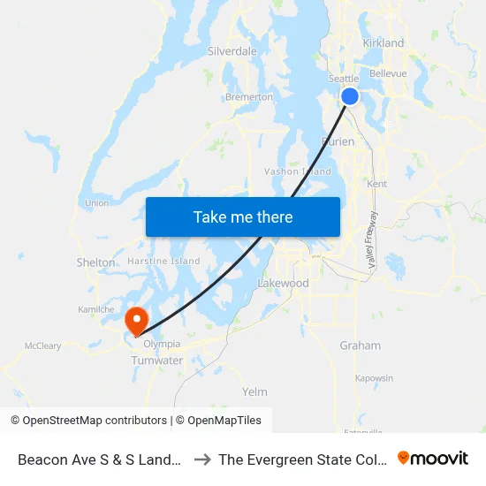 Beacon Ave S & S Lander St to The Evergreen State College map