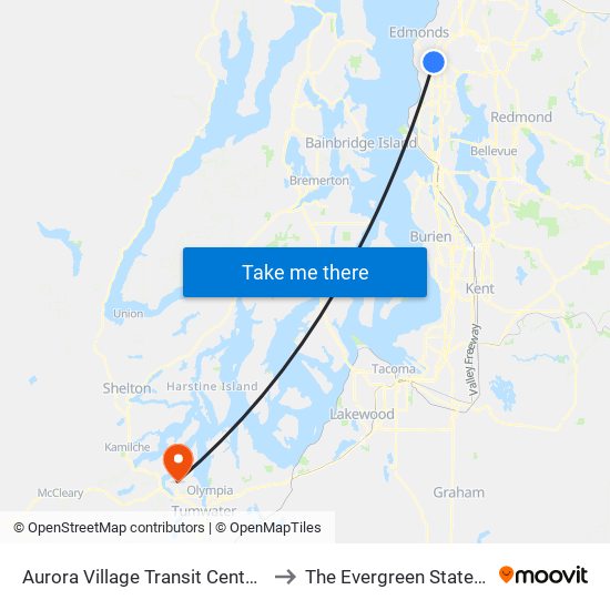 Aurora Village Transit Center - Bay 12 to The Evergreen State College map