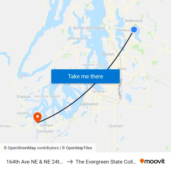 164th Ave NE & NE 24th St to The Evergreen State College map
