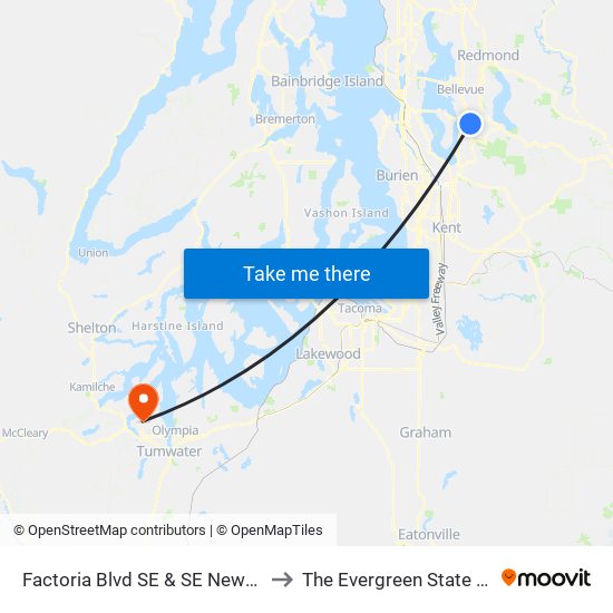 Factoria Blvd SE & SE Newport Way to The Evergreen State College map