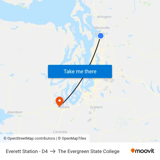 Everett Station - D4 to The Evergreen State College map