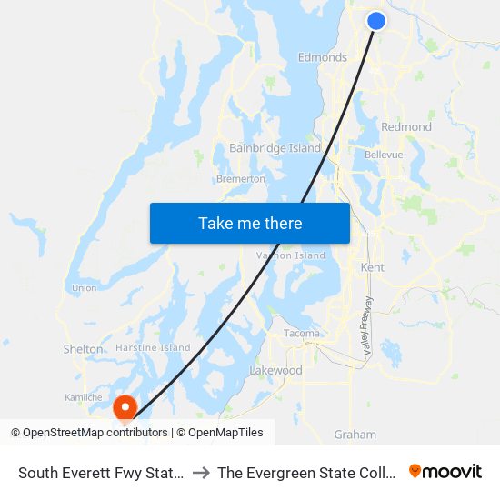 South Everett Fwy Station to The Evergreen State College map