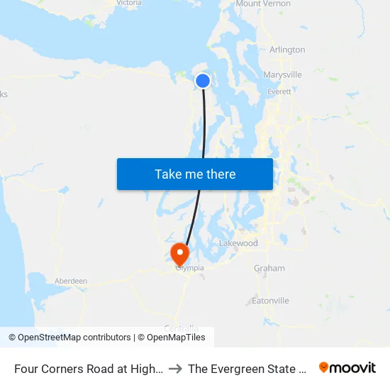 Four Corners Rd & Sr 19 (Se) to The Evergreen State College map