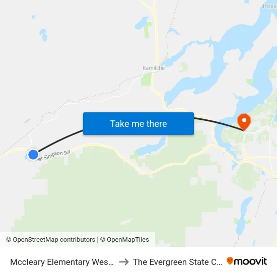 Mccleary Elementary Westbound to The Evergreen State College map