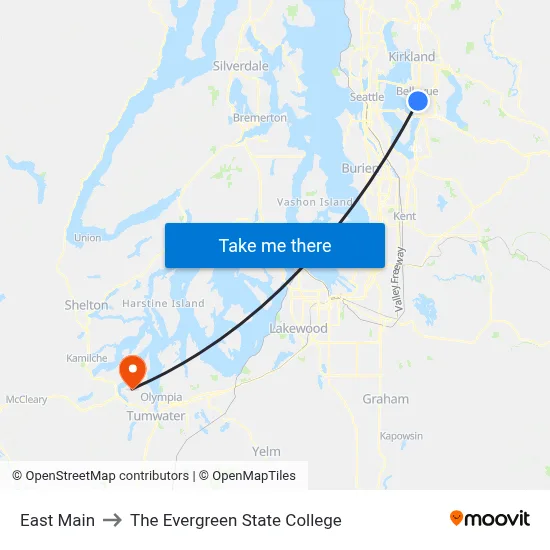East Main to The Evergreen State College map