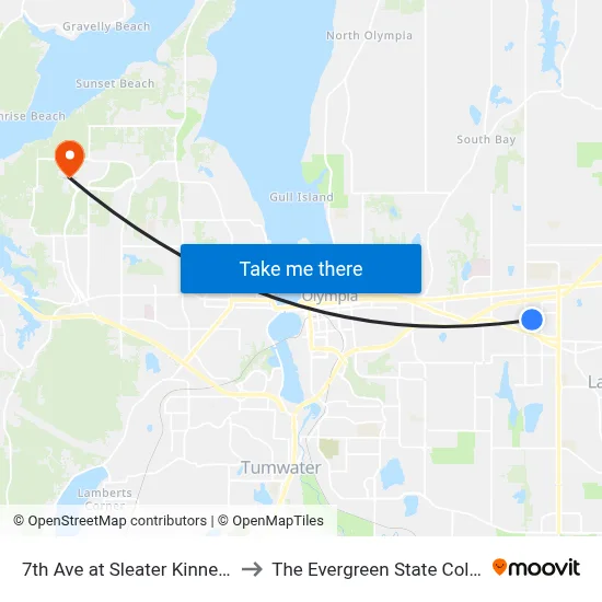 7th Ave at Sleater Kinney Rd to The Evergreen State College map