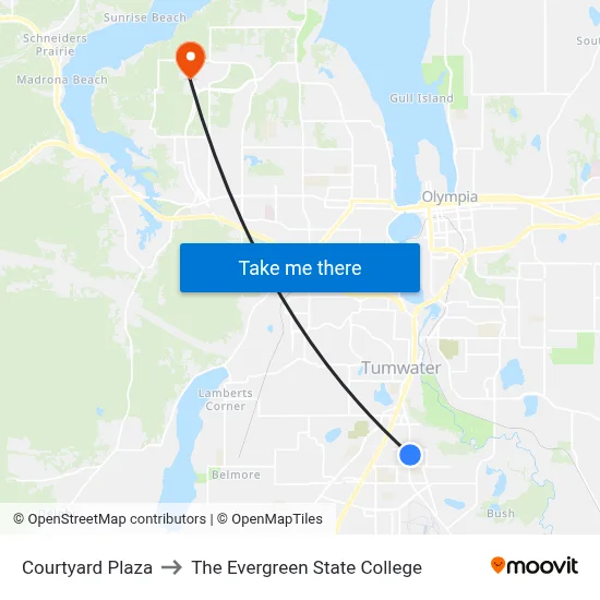 Courtyard Plaza to The Evergreen State College map