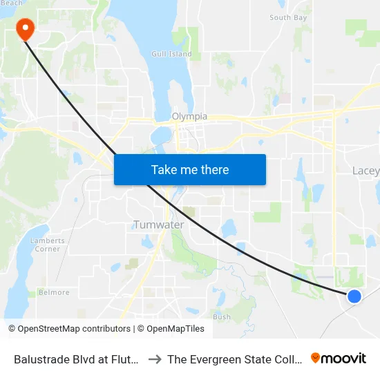Balustrade Blvd at Flute St to The Evergreen State College map