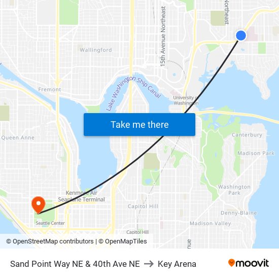Sand Point Way NE & 40th Ave NE to Key Arena map