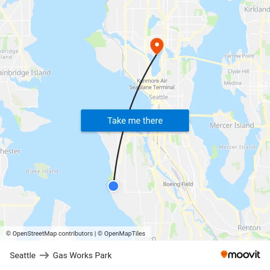 Seattle to Gas Works Park map