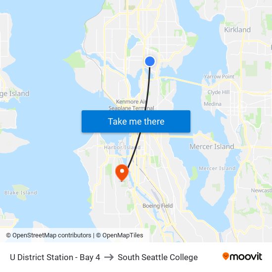 U District Station - Bay 4 to South Seattle College map