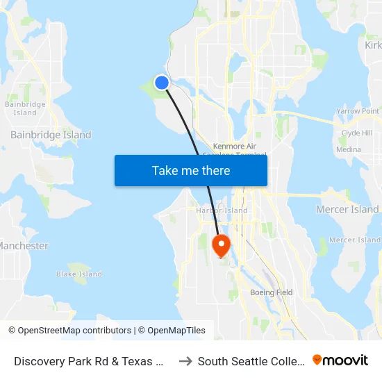 Discovery Park Rd & Texas Way to South Seattle College map