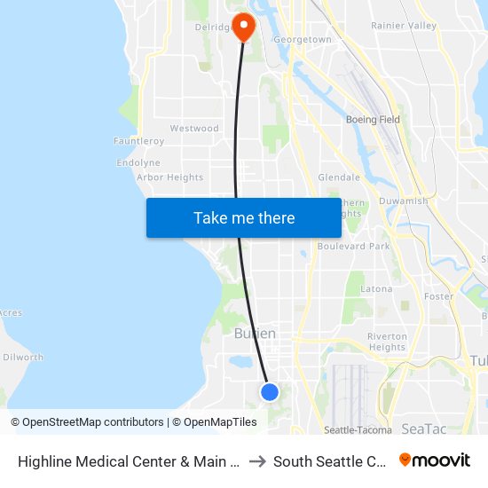 Highline Medical Center & Main Entrance to South Seattle College map