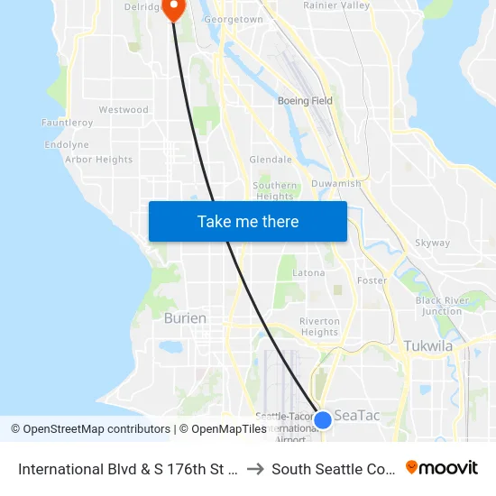 International Blvd & S 176th St - Bay 2 to South Seattle College map