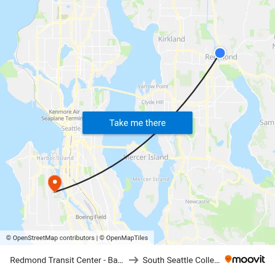 Redmond Transit Center - Bay 4 to South Seattle College map