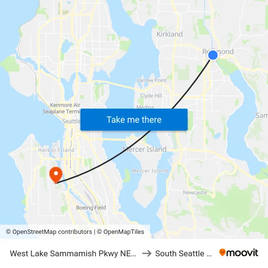 West Lake Sammamish Pkwy NE & Leary Way to South Seattle College map