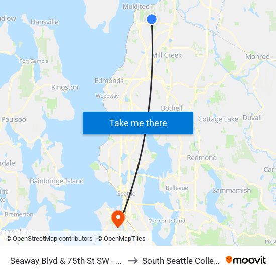 Seaway Blvd & 75th St SW - SB to South Seattle College map