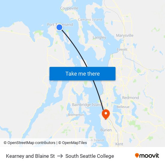 Kearney and Blaine St to South Seattle College map