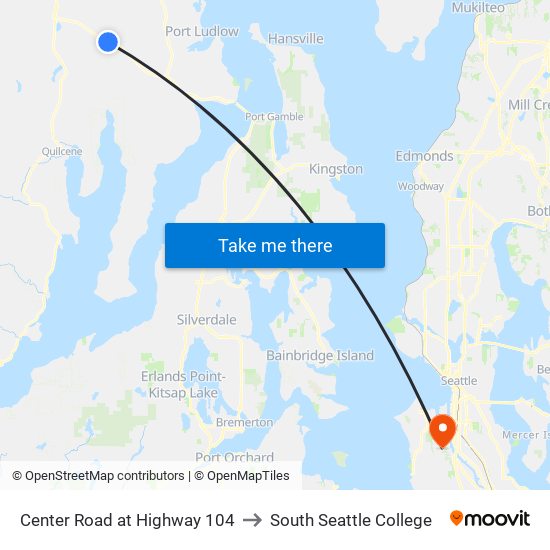 Center Road at Highway 104 to South Seattle College map