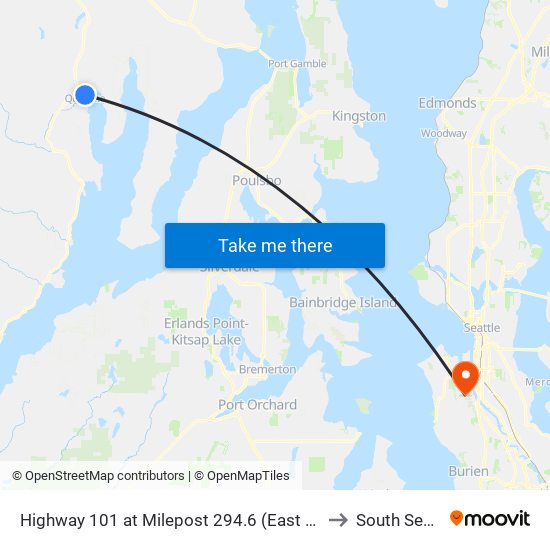 Highway 101 at Milepost 294.6 (East Side of Highway 101 on Center Road) to South Seattle College map