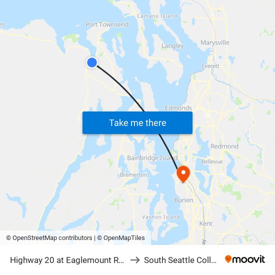 Highway 20 at Eaglemount Road to South Seattle College map