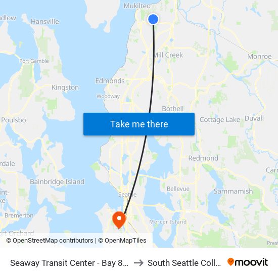 Seaway Transit Center - Bay 8 - SB to South Seattle College map