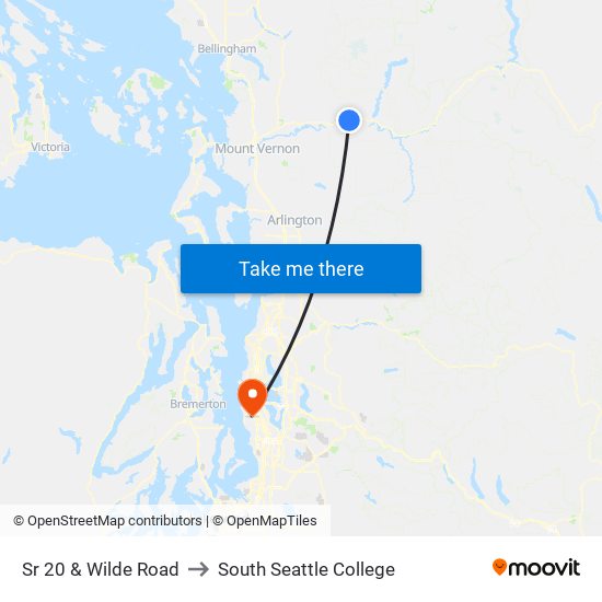 Sr 20 & Wilde Road to South Seattle College map