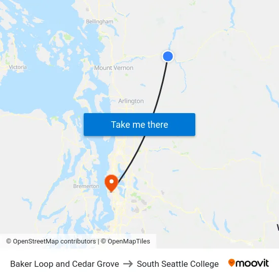 Baker Loop and Cedar Grove to South Seattle College map